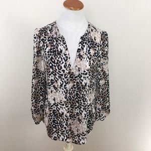 Joie Silk Animal Print Leopard V-Neck Blouse Top Women’s‎ Sz XS